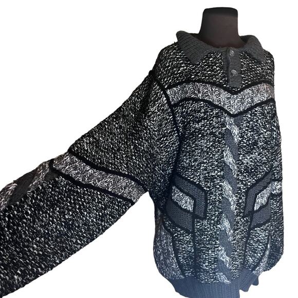 Vtg Mohair Wool Geometric Chunky Oversized Eclectic Grandpa Sweater M Artsy - Picture 1 of 5